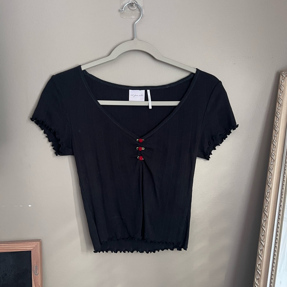 Urban Outfitters Black Top with Red Accents
